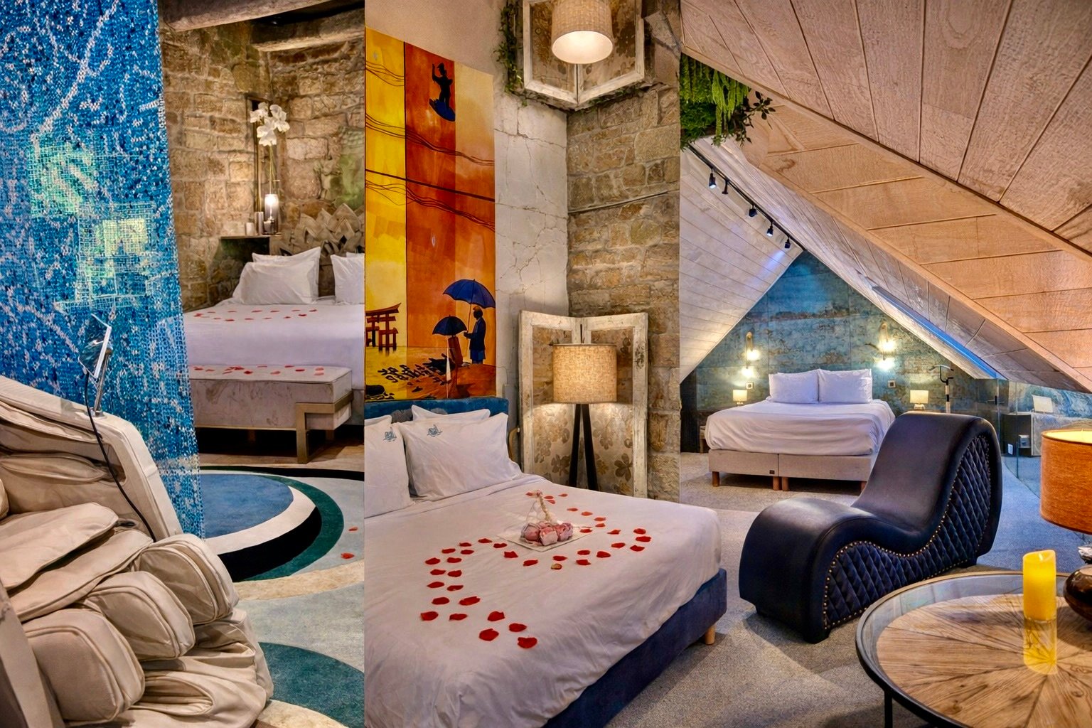 3 chambres atypiques et uniques sans vis-à-vis aux Suites du Bouddha Bleu près de Vannes et Lorient
